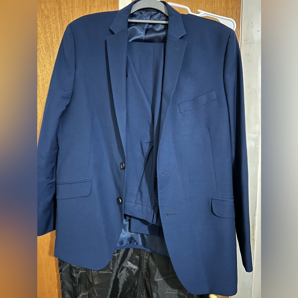 MENS Kenneth Cole Techni-Cole Modern Blue 40s suit! 2pc! 33x30 pants!